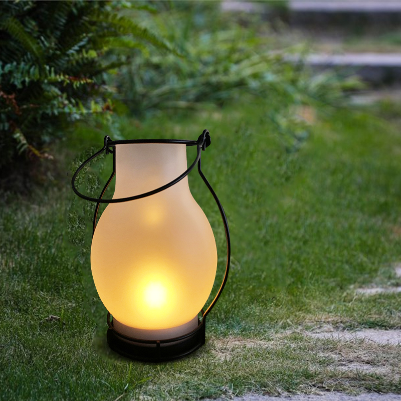 Solar Fameless-Fire Glass Lantern With ''Oil-Lamp'' Shaped(VY06-037)