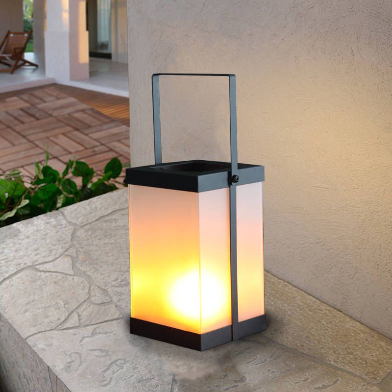 Solar Fameless-Fire Glass Lantern With Saquare Shaped(VY06-030)
