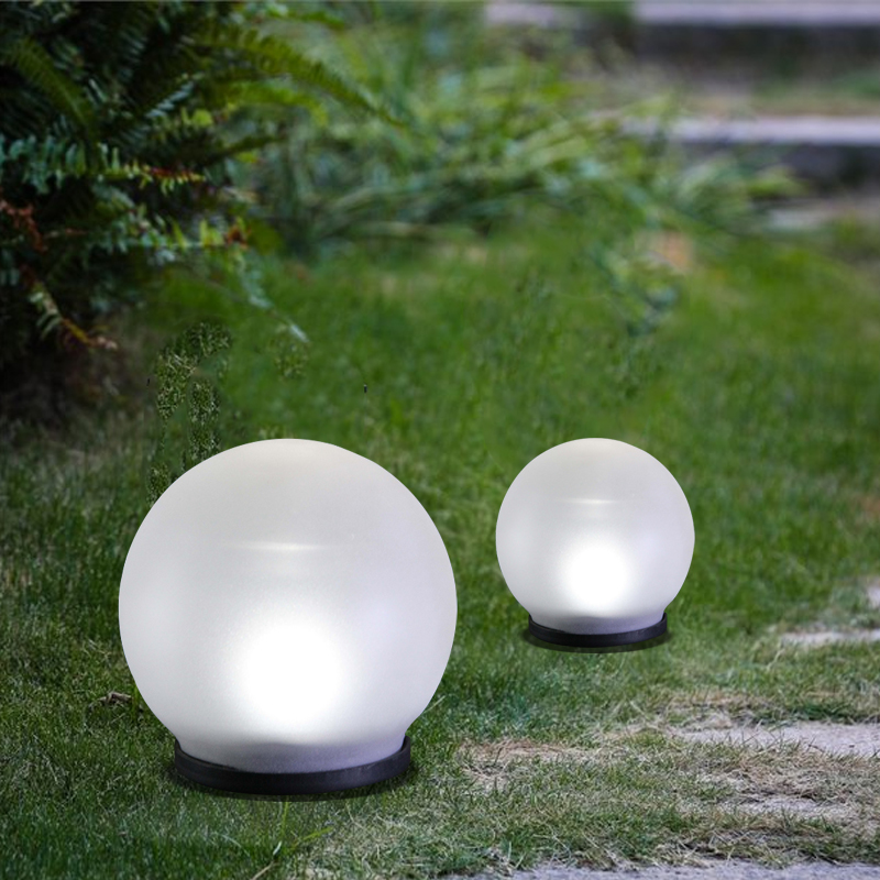 LED Solar dia.10cm Frosted Glass Pearl, cool white(VY06-022)