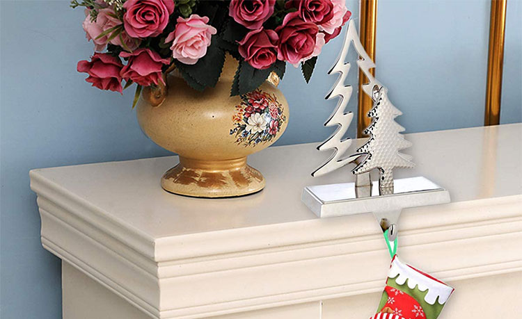 Metal Double Tree Stocking Holder For Christmas Decoration(VY09-014)