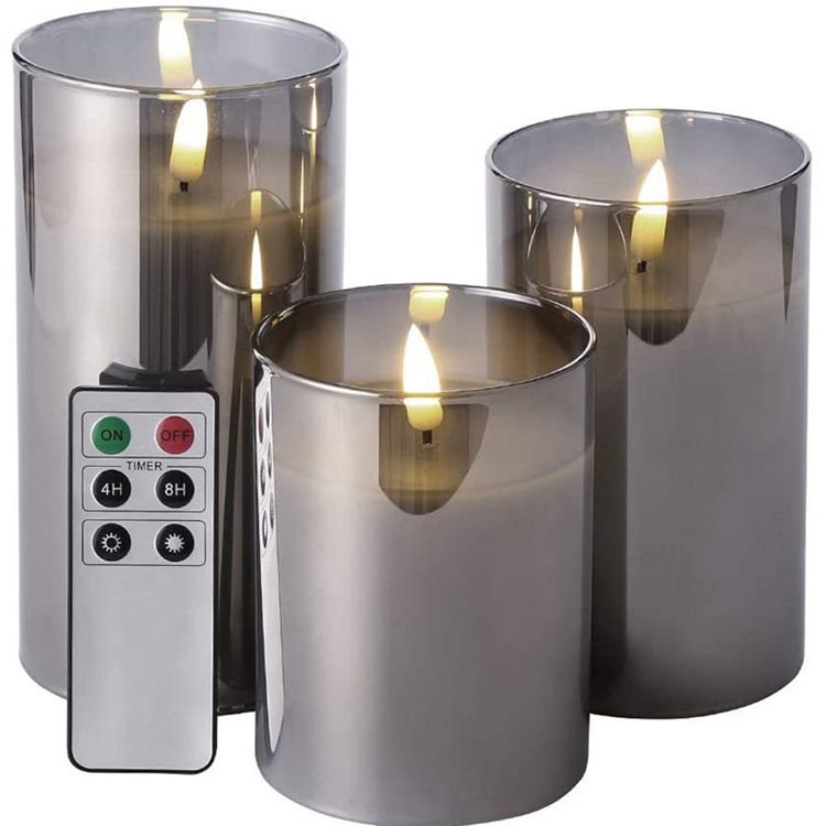 Led Candle Remote Control Luxury Candles In Grey Glass Cup(VY04-001)