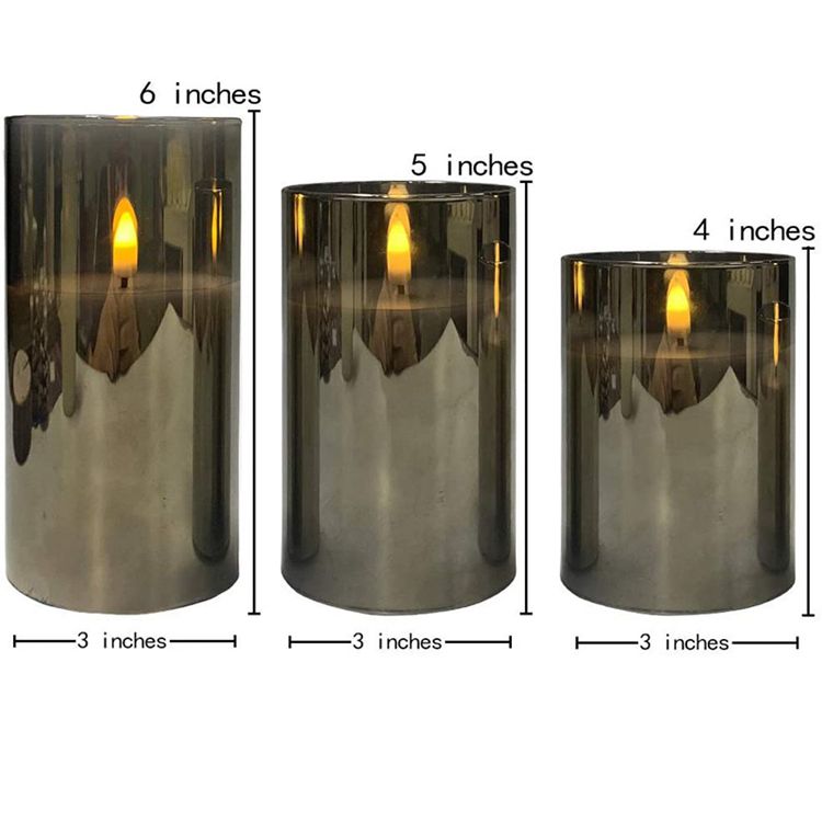 Led Candle Remote Control Luxury Candles In Grey Glass Cup(VY04-001)