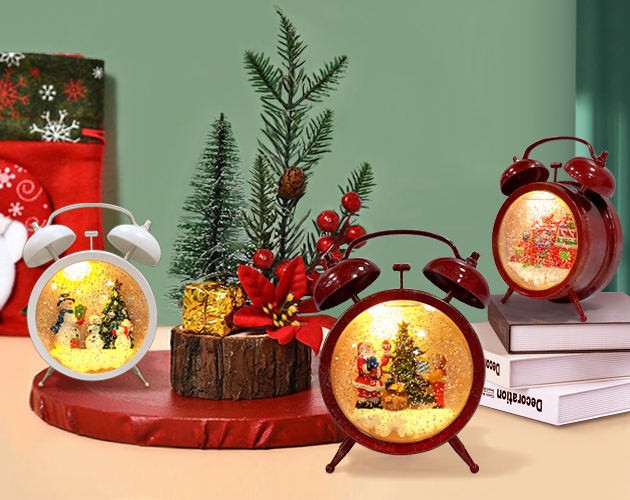 Alarm Clock Decorative Glitter Christmas Globes(VY12-011)