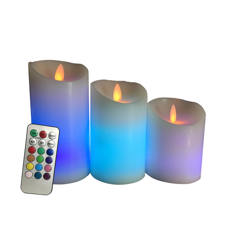 18 key remote control timing swing under yellow light seven color electronic LED Candle(VY04-014)