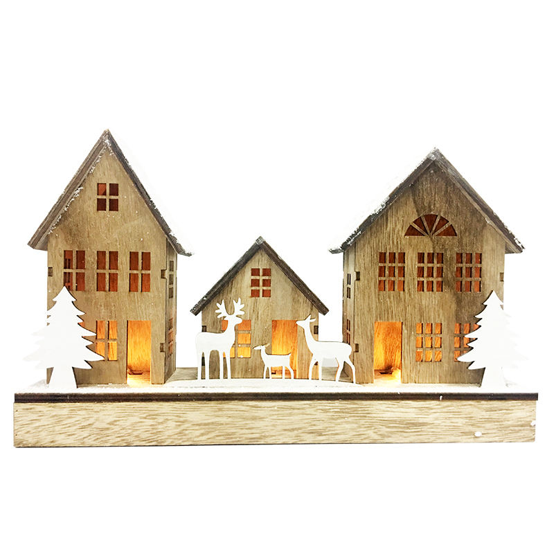 Christmas decorative light 3L warm white LED wooden house(VY12-003)