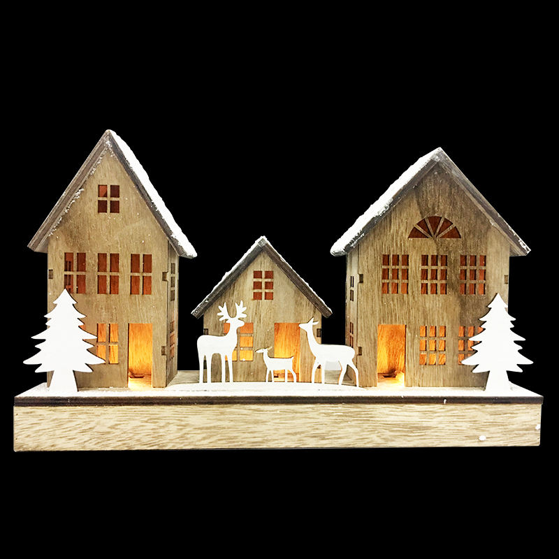 Christmas decorative light 3L warm white LED wooden house(VY12-003)