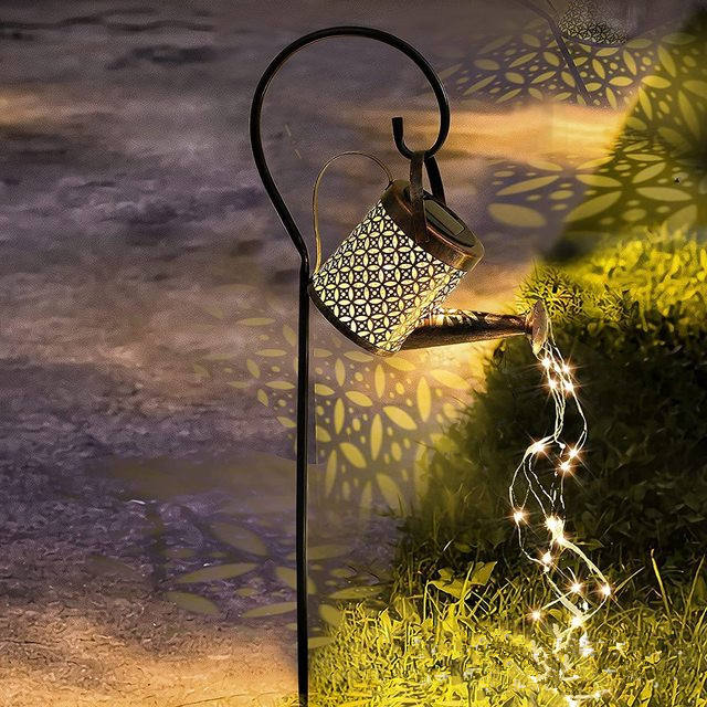 Outdoor Waterproof Decorative Lantern Hanging Solar Metal Watering Can Lights(VY06-005)