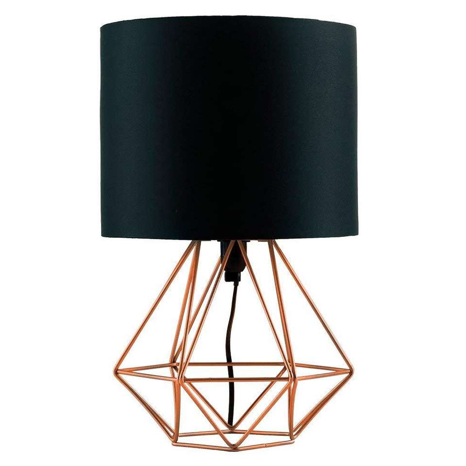 Home Decor Fabric Lamp Shade Black Wrought Iron Table Lamp(VY02-013)
