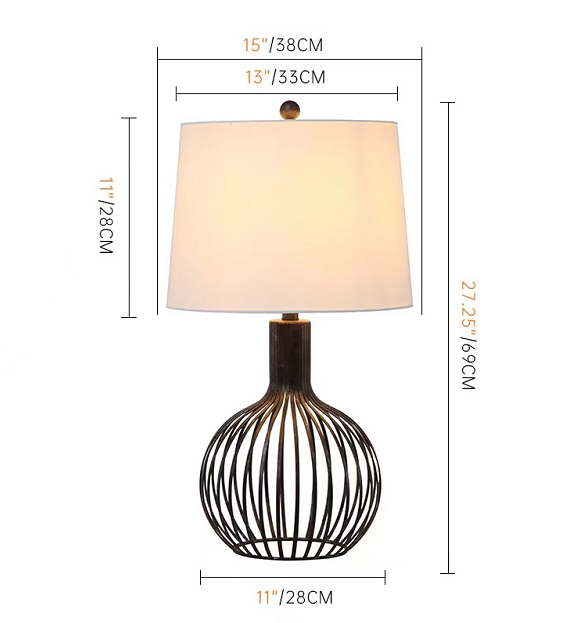 Modern and simple creative bedroom base metal base cloth shade Bedside Table Lamp(VY02-012)