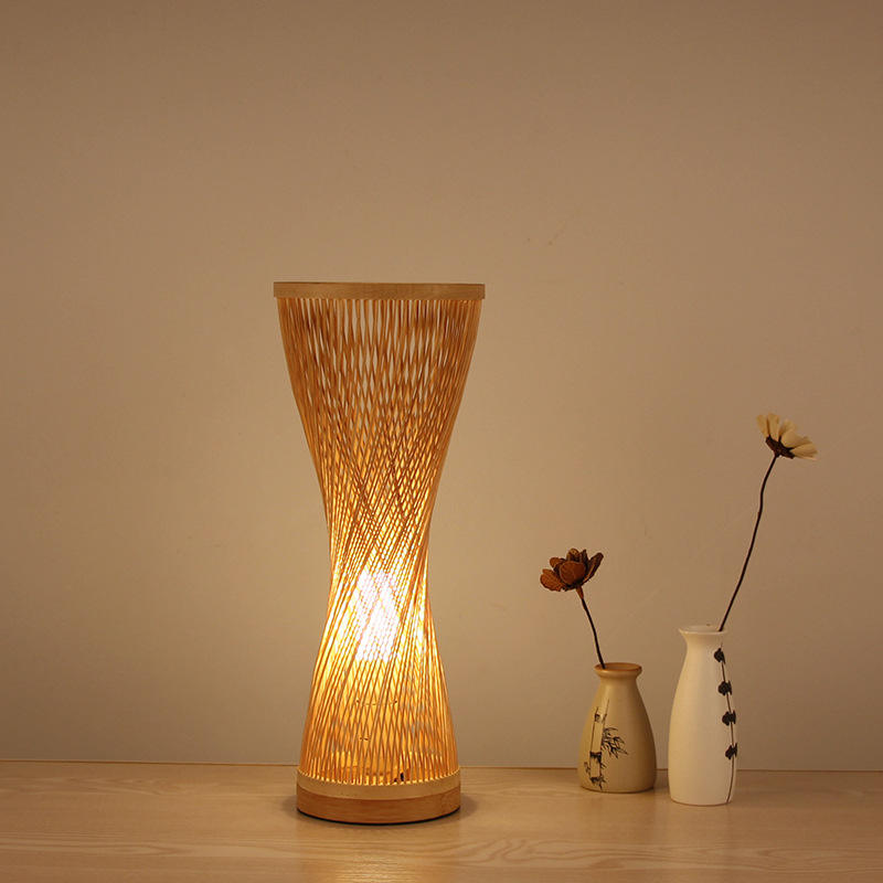 Bedroom Lamp Wood Rattan Lampshade Room Home Decor Art Light（VY01-001）
