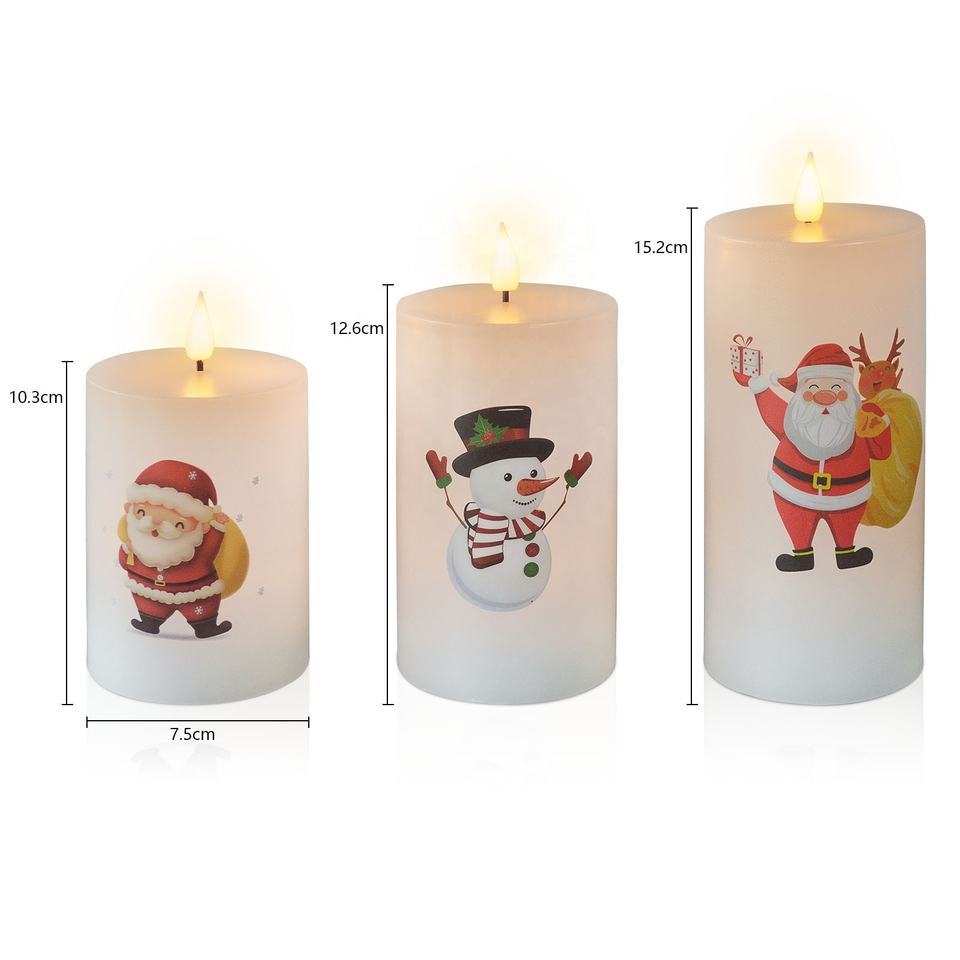 Santa snowman 3d flickering flame led Flameless artificial candle light(VY04-002)