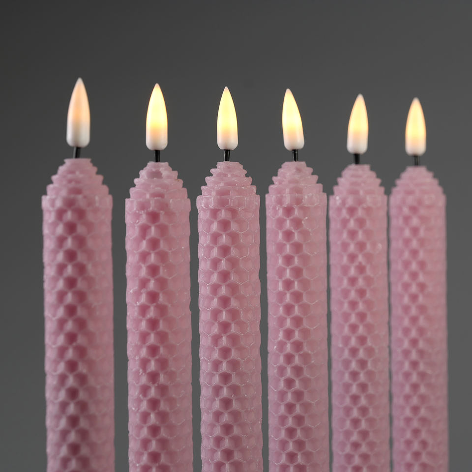 Battery operated Paraffin Wax Light 10 Key remote control pink Honeycomb LED Taper Candle(VY04-011)