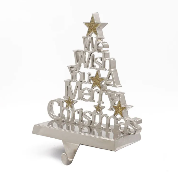 Christmas Hook Metal Stand Stocking Holder With We Wish You Merry Christmas Letters(VY09-008)