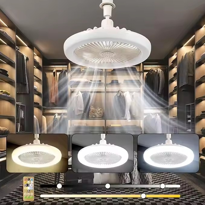 Home Ceiling Fan Light E27 Portable Lamp for Living Room Bedroom(VY15-008)